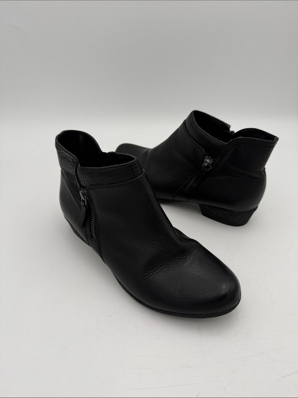 Rockport Black Leather Side-Zip Ankle Boots women 10 casual office comfort fall